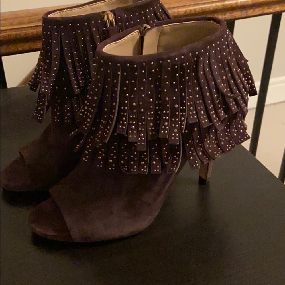 BCBGMaxAzria Leather Peep Toe Booties - Picture 4 of 5